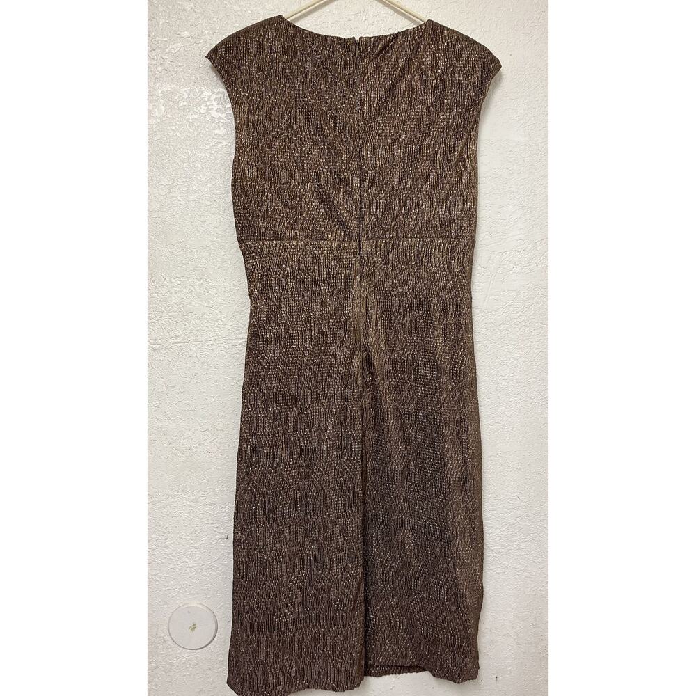 Ralph Lauren Bronze Metallic Ruched Midi Dress - Picture 4 of 4